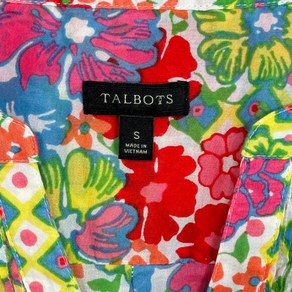 Talbots Floral Cotton Blouse Size Small - Picture 6 of 9